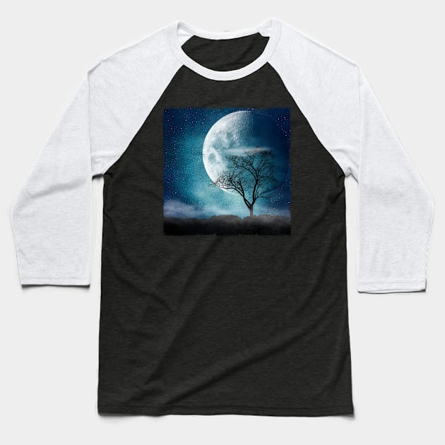 Moon Blues Baseball T-Shirt by DyrkWyst